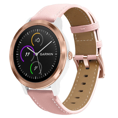 For Garmin Venu / SQ / SQ2 / Venu 2 Plus 20mm Rose Gold Buckle Genuine Leather Watch Band(Pink) - Watch Bands by PMC Jewellery | Online Shopping South Africa | PMC Jewellery