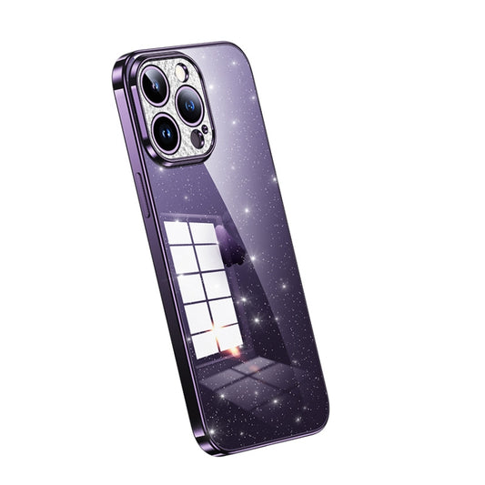 For iPhone 13 Pro SULADA Electroplated Transparent Glittery TPU Phone Case(Purple) - iPhone 13 Pro Cases by SULADA | Online Shopping South Africa | PMC Jewellery | Buy Now Pay Later Mobicred