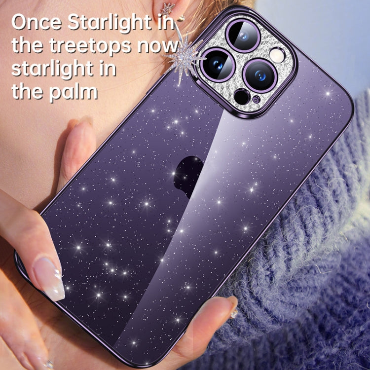 For iPhone 14 Pro SULADA Electroplated Transparent Glittery TPU Phone Case(Purple) - iPhone 14 Pro Cases by SULADA | Online Shopping South Africa | PMC TechLife | Buy Now Pay Later Mobicred