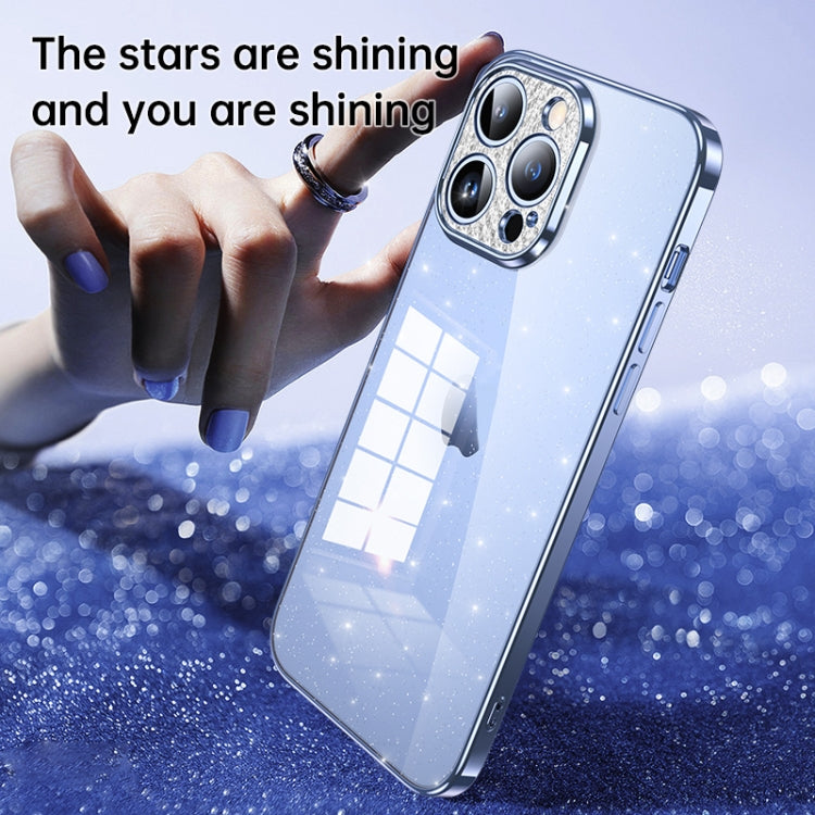 For iPhone 11 SULADA Electroplated Transparent Glittery TPU Phone Case(Blue) - iPhone 11 Cases by SULADA | Online Shopping South Africa | PMC Jewellery