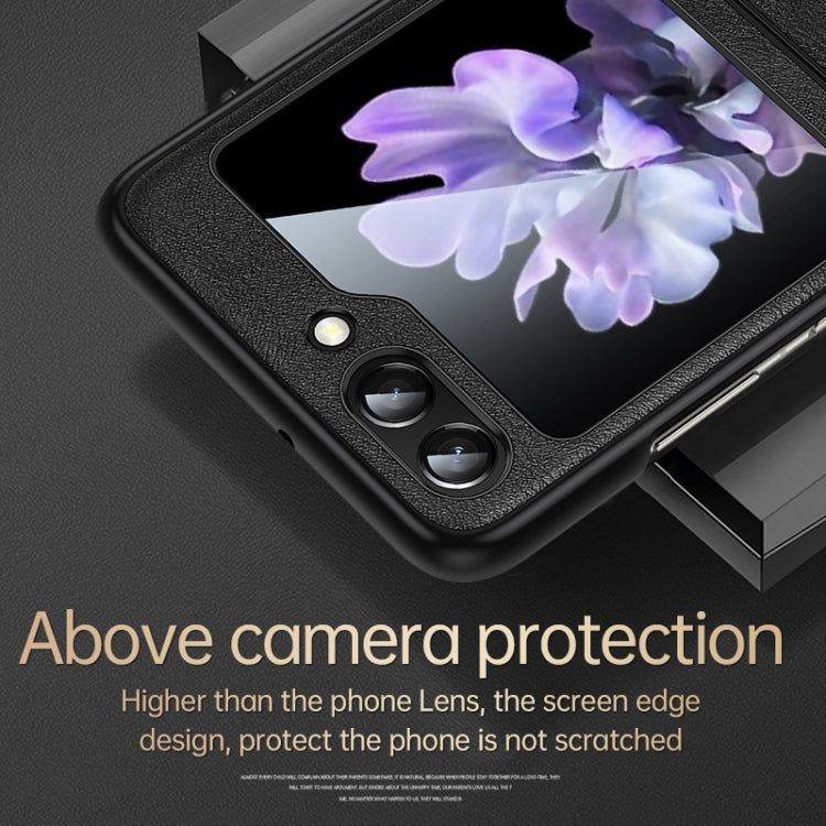 For Samsung Galaxy Z Flip5 SULADA Shockproof TPU + Handmade Leather Phone Case(Black) - Galaxy Z Flip5 Cases by SULADA | Online Shopping South Africa | PMC TechLife