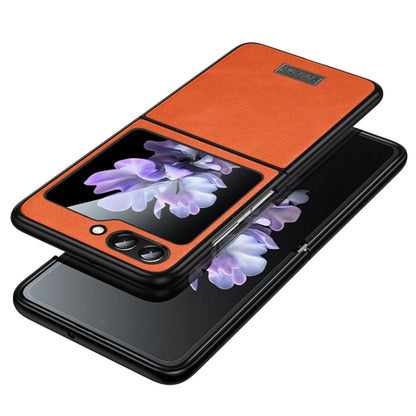 For Samsung Galaxy Z Flip5 SULADA Shockproof TPU + Handmade Leather Phone Case(Orange) - Galaxy Z Flip5 Cases by SULADA | Online Shopping South Africa | PMC Jewellery