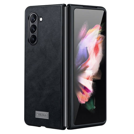 For Samsung Galaxy Z Fold5 SULADA Shockproof TPU + Handmade Leather Phone Case(Black) - Galaxy Z Fold5 Cases by SULADA | Online Shopping South Africa | PMC Jewellery