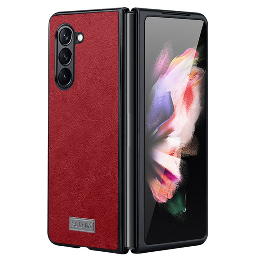 For Samsung Galaxy Z Fold5 SULADA Shockproof TPU + Handmade Leather Phone Case(Red) - Galaxy Z Fold5 Cases by SULADA | Online Shopping South Africa | PMC Jewellery