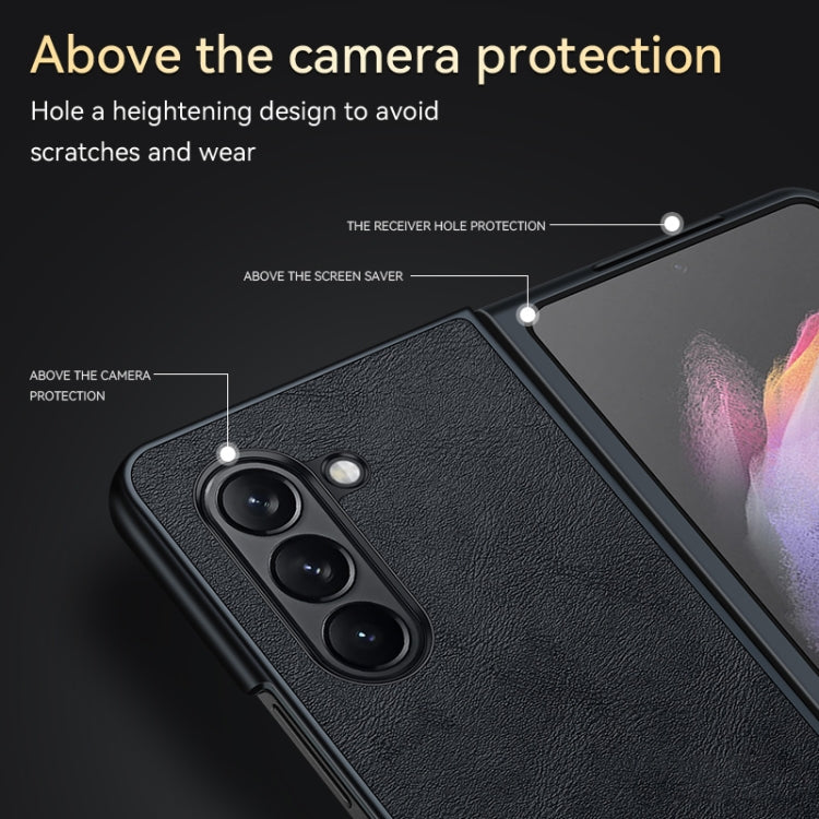 For Samsung Galaxy Z Fold5 SULADA Shockproof TPU + Handmade Leather Phone Case(Orange) - Galaxy Z Fold5 Cases by SULADA | Online Shopping South Africa | PMC TechLife