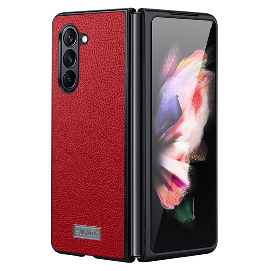 For Samsung Galaxy Z Fold5 SULADA Shockproof TPU + Litchi Texture Leather Phone Case(Red) - Galaxy Z Fold5 Cases by SULADA | Online Shopping South Africa | PMC Jewellery