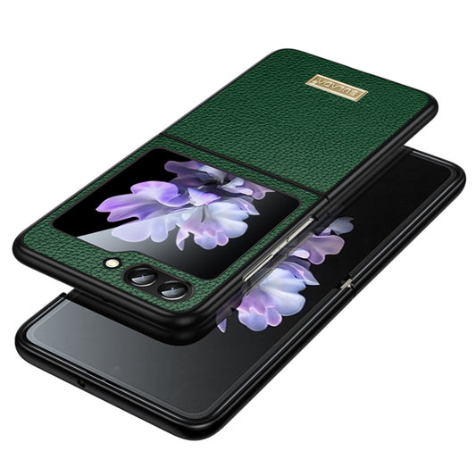 For Samsung Galaxy Z Flip5 SULADA Shockproof TPU + Litchi Texture Leather Phone Case(Green) - Galaxy Z Flip5 Cases by SULADA | Online Shopping South Africa | PMC Jewellery