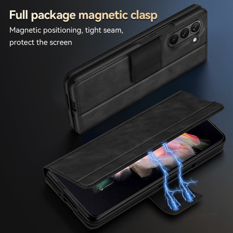 For Samsung Galaxy Z Fold5 SULADA All-inclusive Magnetic Snap Flip Leather Phone Case(Orange) - free shipping - PMC TechLife - Order now!