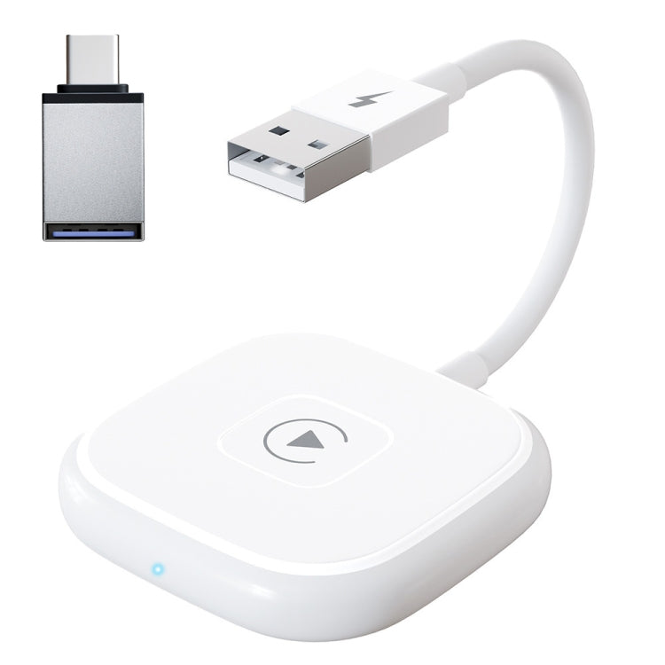 USB + USB-C / Type-C Wired to Wireless Carplay Adapter for iPhone(White) - free shipping - PMC TechLife - Order now!