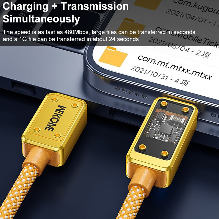 WK WDC-08 PD 20W USB-C/Type-C to 8 Pin Digital Display Data Cable, Length: 1m(Yellow) - free shipping - PMC TechLife - Order now!
