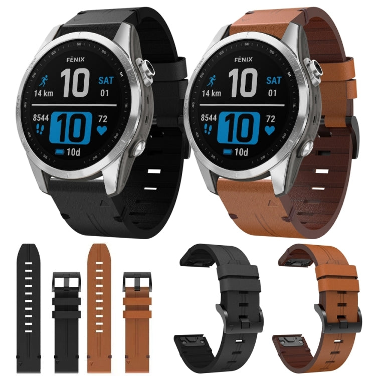 Compatible with Garmin Epix Pro 42mm Leather Steel Buckle Watch Band(Black) - free shipping - PMC TechLife - Order now!