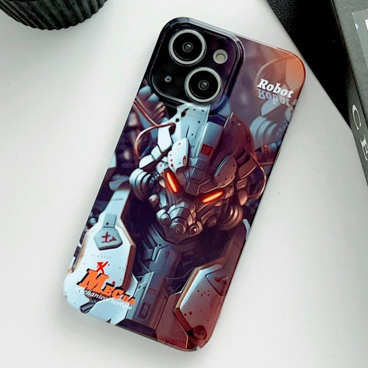 For iPhone 14 Plus Painted Pattern Precise Hole PC Phone Case(Orange Robot) - iPhone 14 Plus Cases by PMC Jewellery | Online Shopping South Africa | PMC Jewellery