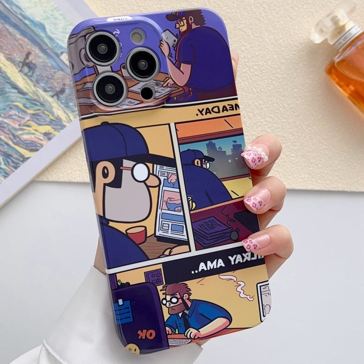 For iPhone 14 Pro Painted Pattern Precise Hole PC Phone Case(Working Comics) - iPhone 14 Pro Cases by PMC Jewellery | Online Shopping South Africa | PMC Jewellery