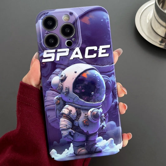 For iPhone 14 Pro Painted Pattern Precise Hole PC Phone Case(Purple Astronaut) - iPhone 14 Pro Cases by PMC Jewellery | Online Shopping South Africa | PMC Jewellery