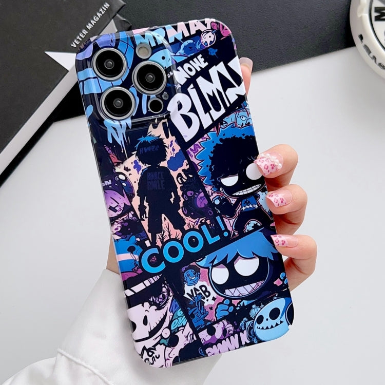 For iPhone 14 Pro Max Painted Pattern Precise Hole PC Phone Case(Purple Comics) - iPhone 14 Pro Max Cases by PMC Jewellery | Online Shopping South Africa | PMC Jewellery