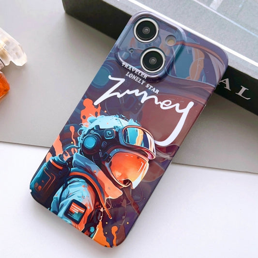 For iPhone 13 Painted Pattern Precise Hole PC Phone Case(Orange Paint Astronaut) - iPhone 13 Cases by PMC Jewellery | Online Shopping South Africa | PMC Jewellery