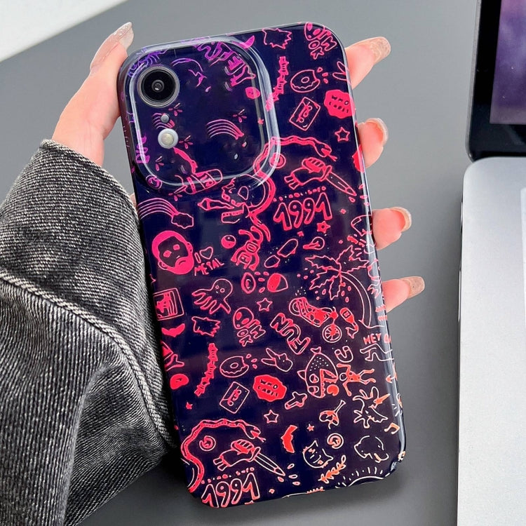 For iPhone XR Painted Pattern Precise Hole PC Phone Case(Black Red Graffiti) - More iPhone Cases by PMC TechLife | Online Shopping South Africa | PMC TechLife