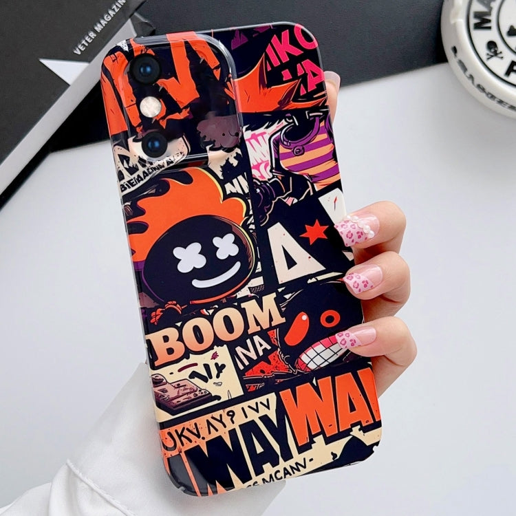 For iPhone XS Max Painted Pattern Precise Hole PC Phone Case(Orange Comics) - More iPhone Cases by PMC Jewellery | Online Shopping South Africa | PMC Jewellery