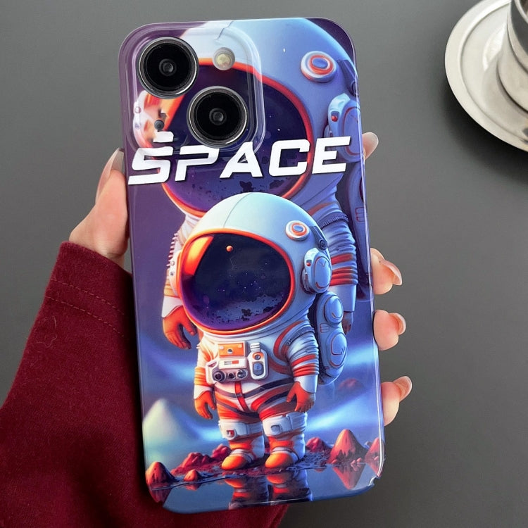 For iPhone 15 Painted Pattern Precise Hole PC Phone Case(Orange White Astronaut) - iPhone 15 Cases by PMC TechLife | Online Shopping South Africa | PMC TechLife