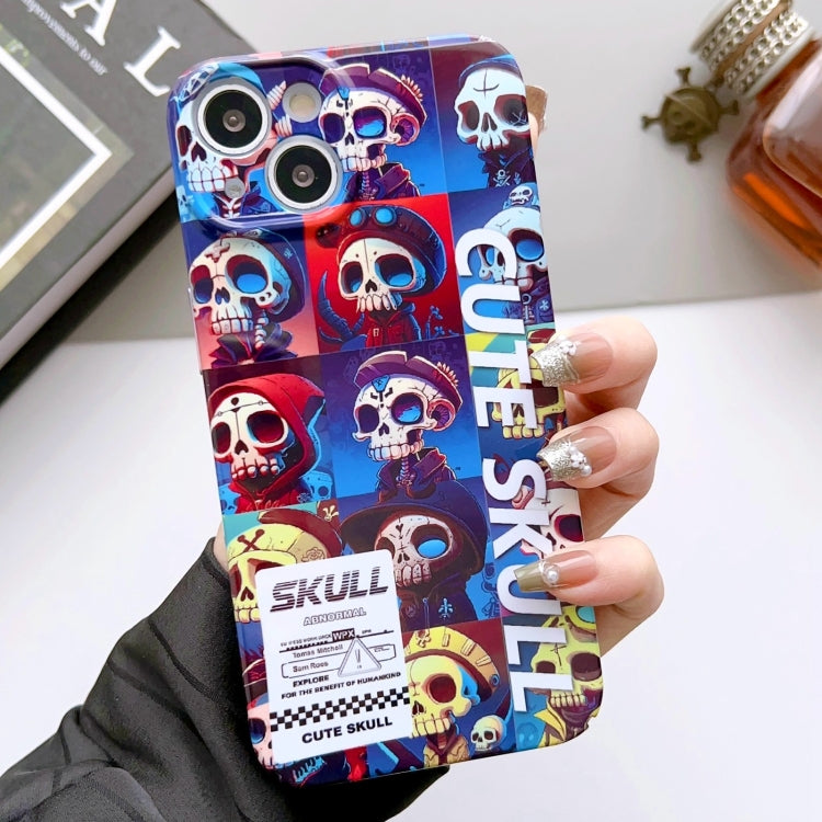 For iPhone 15 Painted Pattern Precise Hole PC Phone Case(Cute Skull) - iPhone 15 Cases by PMC Jewellery | Online Shopping South Africa | PMC Jewellery