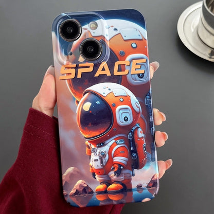 For iPhone 15 Plus Painted Pattern Precise Hole PC Phone Case(Orange Astronaut) - iPhone 15 Plus Cases by PMC Jewellery | Online Shopping South Africa | PMC Jewellery