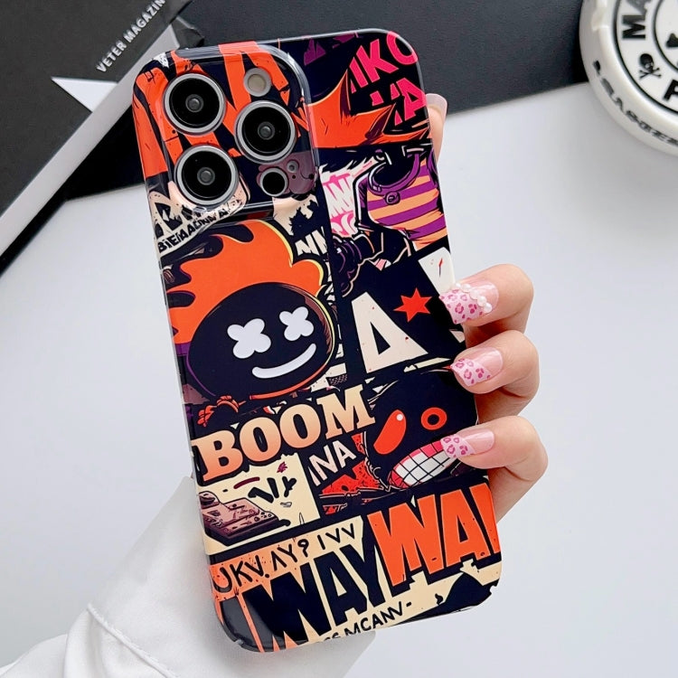 For iPhone 15 Pro Painted Pattern Precise Hole PC Phone Case(Orange Comics) - iPhone 15 Pro Cases by PMC TechLife | Online Shopping South Africa | PMC TechLife