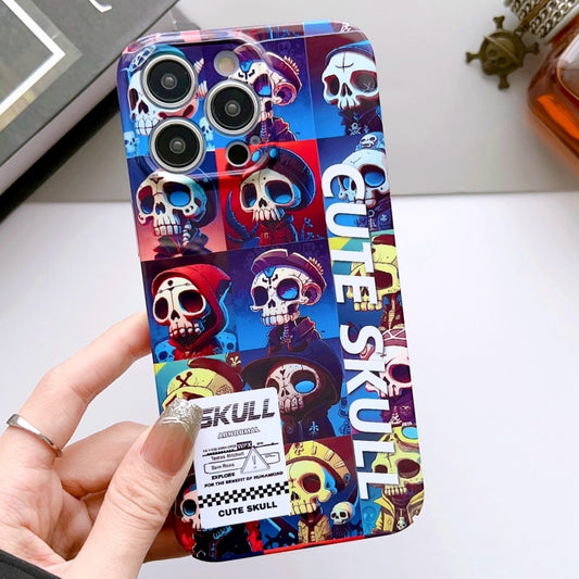 For iPhone 15 Pro Max Painted Pattern Precise Hole PC Phone Case(Cute Skull) - iPhone 15 Pro Max Cases by PMC Jewellery | Online Shopping South Africa | PMC Jewellery