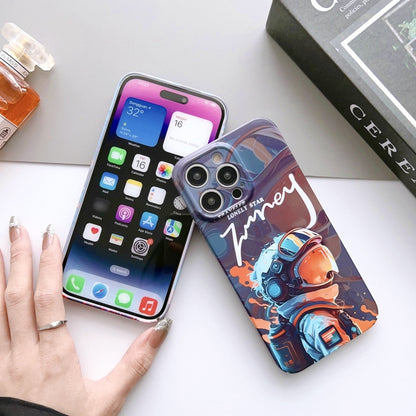 For iPhone SE 2022 / 2020 / 8 / 7 Painted Pattern Precise Hole PC Phone Case(Orange Paint Astronaut) - iPhone SE 2022 / 2020 / 8 / 7 Cases by PMC Jewellery | Online Shopping South Africa | PMC Jewellery