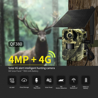 ESCAM QF380 4MP Network Solar PIR Alert Smart Wildlife Hunting Camera, 4G:US Version(Camouflage) - Hunting Cameras by ESCAM | Online Shopping South Africa | PMC Jewellery | Buy Now Pay Later Mobicred