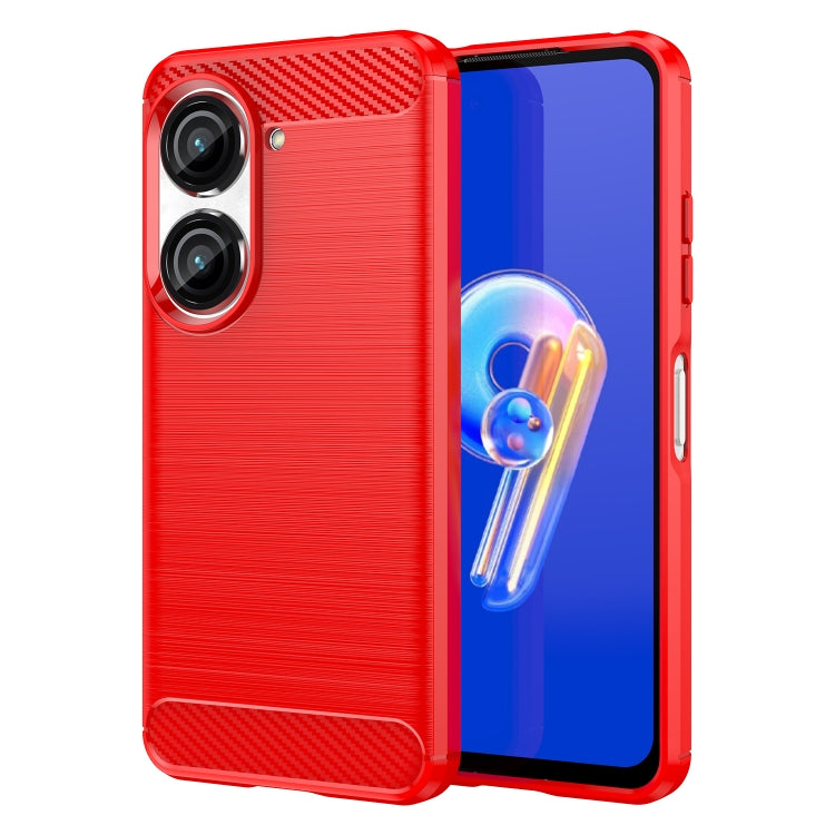 For Asus Zenfone 10 Brushed Texture Carbon Fiber TPU Case(Red) - free shipping - PMC TechLife - Order now!