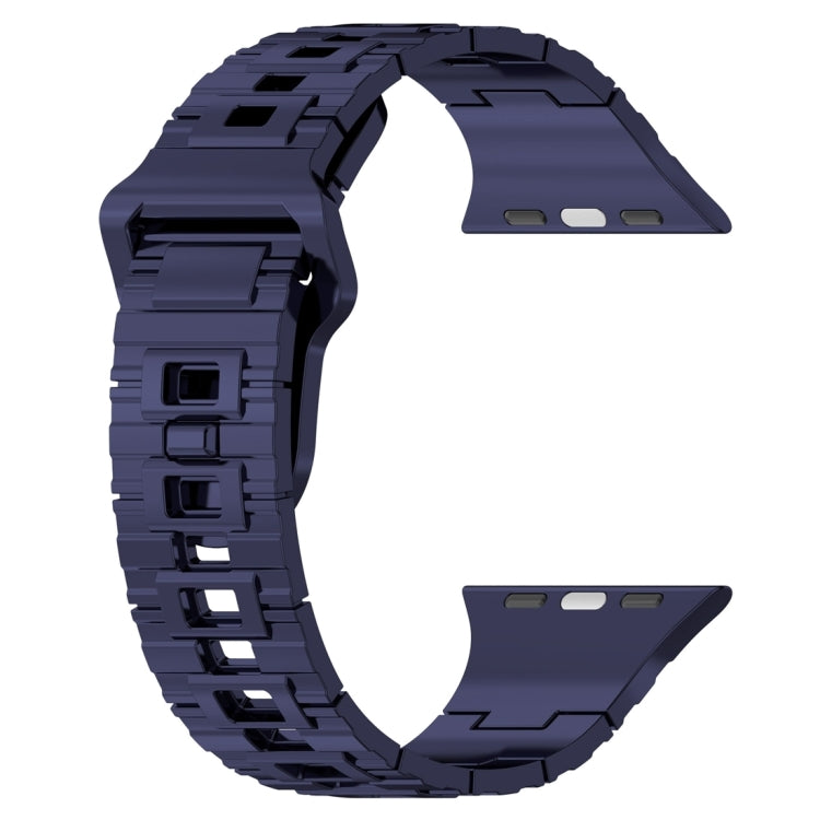 For Apple Watch 9 45mm Square Buckle Armor Style Silicone Watch Band(Plating Blue) - Watch Bands by PMC TechLife | Online Shopping South Africa | PMC TechLife