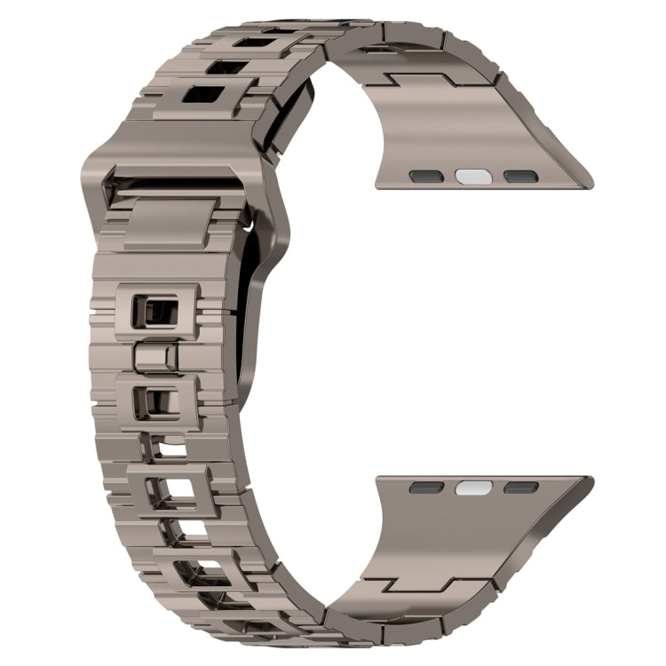 For Apple Watch 9 45mm Square Buckle Armor Style Silicone Watch Band(Plating Titanium Silver) - Watch Bands by PMC TechLife | Online Shopping South Africa | PMC TechLife