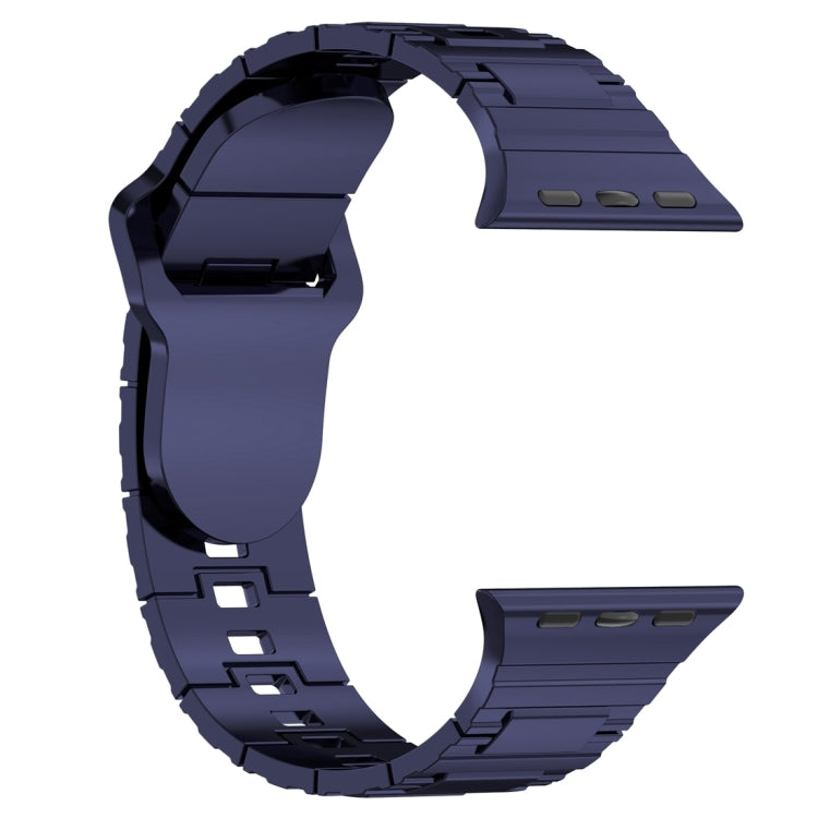 For Apple Watch 9 41mm Square Buckle Armor Style Silicone Watch Band(Plating Blue) - Watch Bands by PMC TechLife | Online Shopping South Africa | PMC TechLife