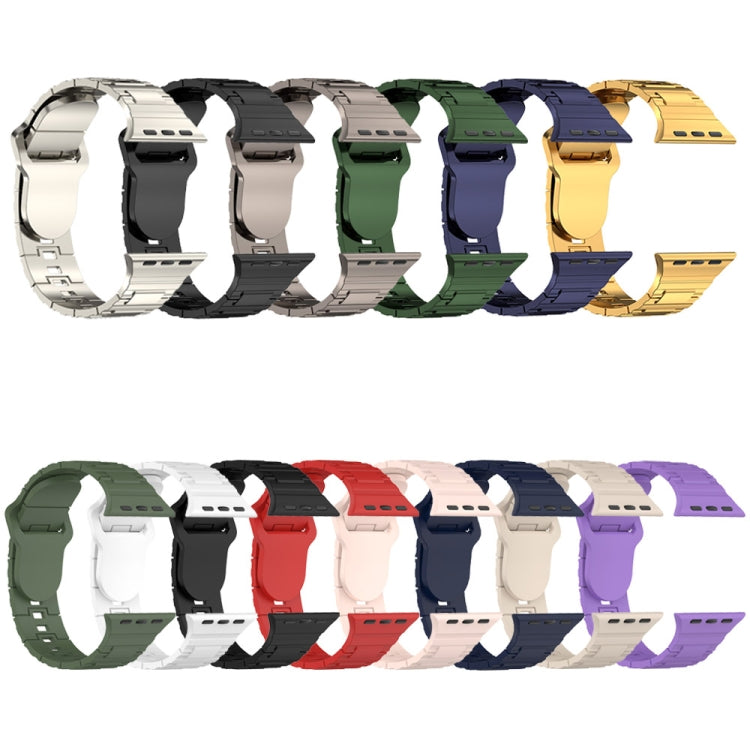 For Apple Watch 9 45mm Square Buckle Armor Style Silicone Watch Band(Plating Titanium Black) - Watch Bands by PMC TechLife | Online Shopping South Africa | PMC TechLife