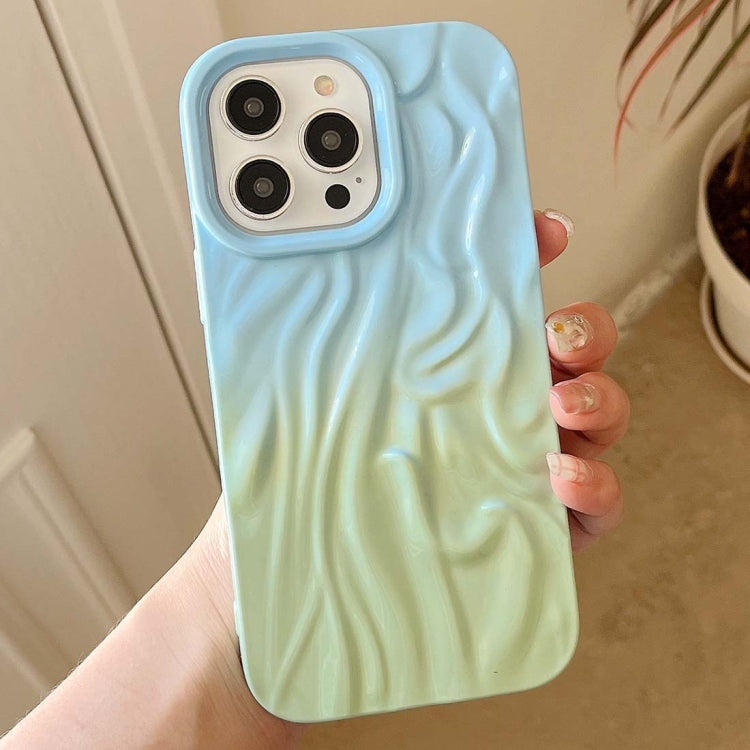 For iPhone 14 Wrinkle Gradient Oily Feel TPU Phone Case(Blue Green) - iPhone 14 Cases by PMC Jewellery | Online Shopping South Africa | PMC Jewellery