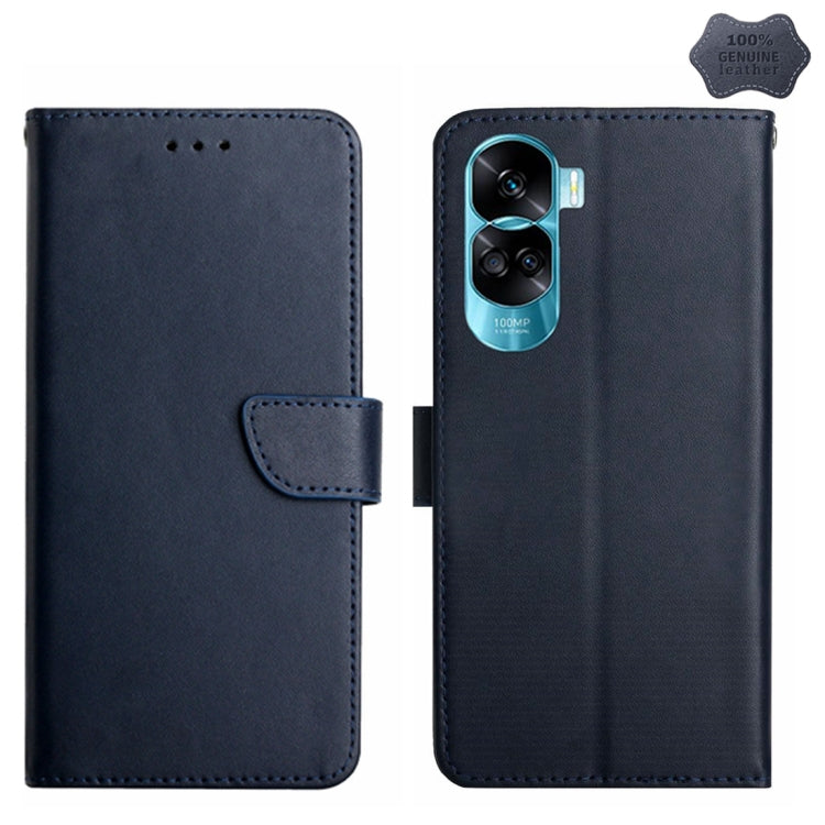 For Honor 90 Lite HT02 Genuine Leather Fingerprint-proof Flip Phone Case(Blue) - free shipping - PMC TechLife - Order now!