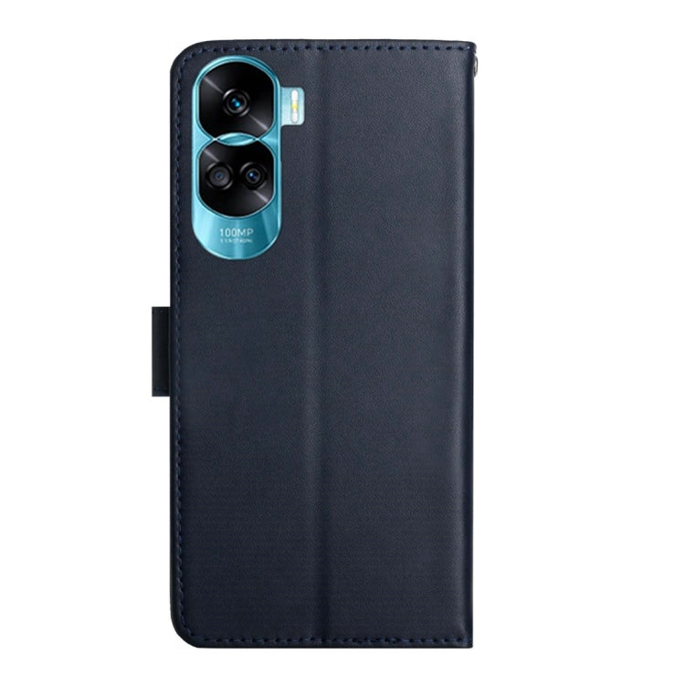 For Honor 90 Lite HT02 Genuine Leather Fingerprint-proof Flip Phone Case(Blue) - Honor Cases by PMC Jewellery | Online Shopping South Africa | PMC Jewellery