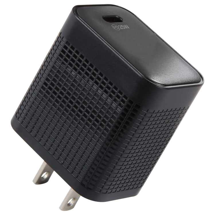 LZ-106PD 25W USB-C / Type-C Ports Plaid Pattern Travel Charger, US Plug(Black) - free shipping - PMC TechLife - Order now!
