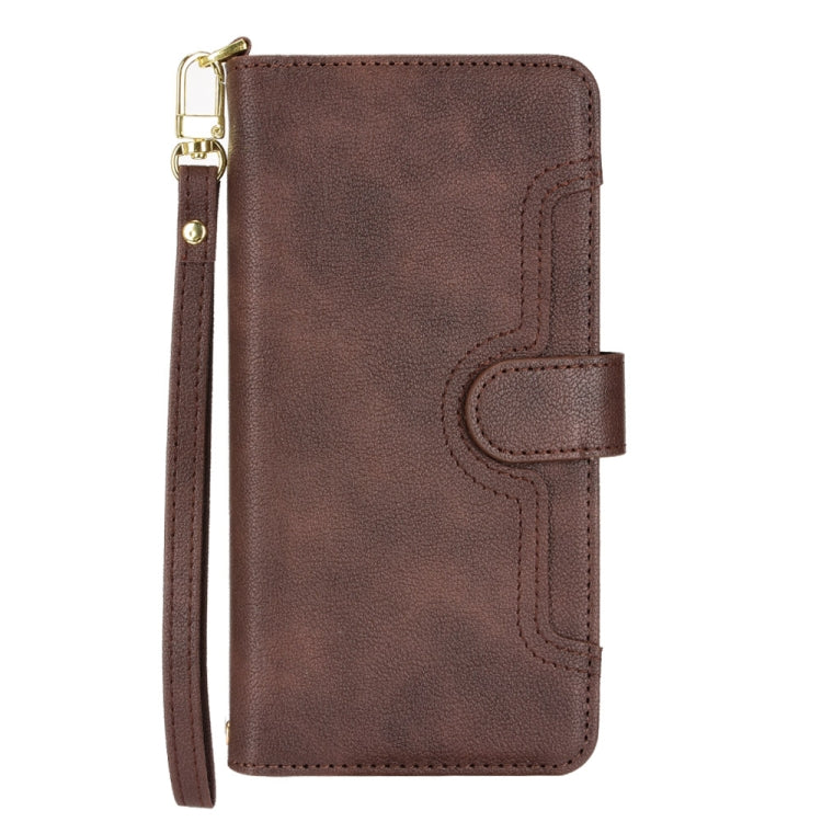 For Sharp Aquos R8 Pro Litchi Texture Zipper Leather Phone Case(Brown) - More Brand by PMC Jewellery | Online Shopping South Africa | PMC Jewellery