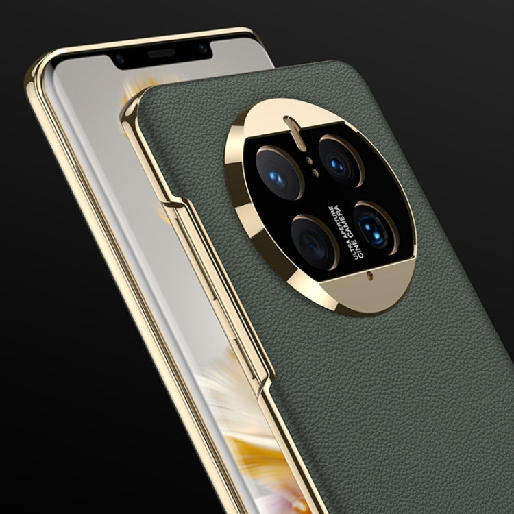 For Huawei Mate 50 GKK Electroplating Leather Surface Phone Case(Carbon Fiber) - Huawei Cases by GKK | Online Shopping South Africa | PMC TechLife | Buy Now Pay Later Mobicred