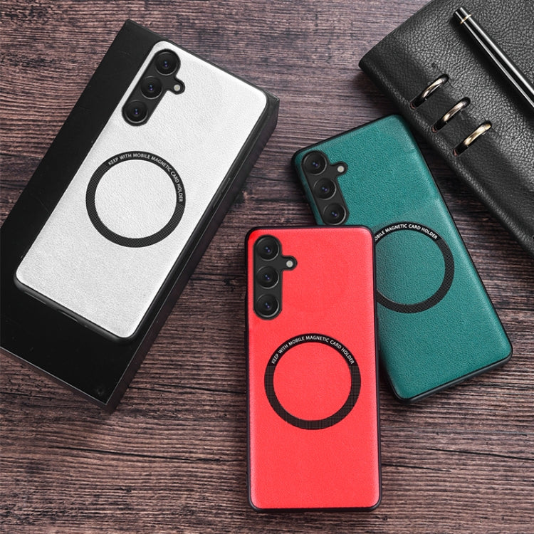 For Samsung Galaxy A35 MagSafe Magnetic PU Phone Case(Green) - Galaxy Phone Cases by PMC TechLife | Online Shopping South Africa | PMC TechLife