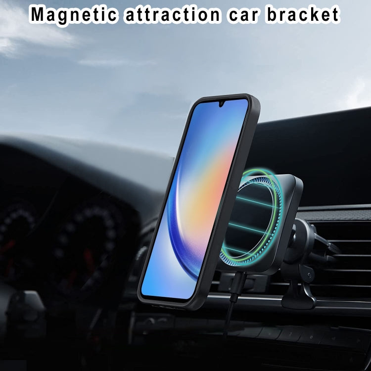 For Samsung Galaxy A34 5G Large Window MagSafe Holder Phone Case(Black) - Galaxy Phone Cases by PMC TechLife | Online Shopping South Africa | PMC TechLife