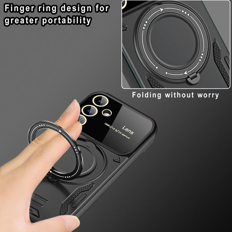 For Samsung Galaxy A34 5G Large Window MagSafe Holder Phone Case(Rose Gold) - Galaxy Phone Cases by PMC TechLife | Online Shopping South Africa | PMC TechLife