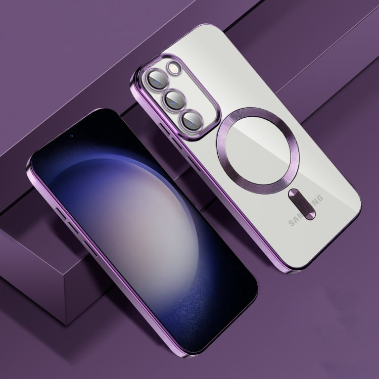 For Samsung Galaxy S20 FE CD Texture Plating TPU MagSafe Phone Case with Lens Film(Dark Purple) - Galaxy S20 FE Cases by PMC TechLife | Online Shopping South Africa | PMC TechLife