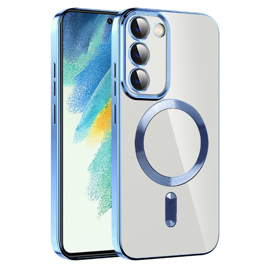 For Samsung Galaxy S21 FE 5G CD Texture Plating TPU MagSafe Phone Case with Lens Film(Sierra Blue) - Galaxy Phone Cases by PMC Jewellery | Online Shopping South Africa | PMC Jewellery