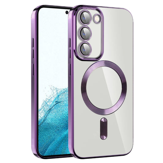 For Samsung Galaxy S22 5G CD Texture Plating TPU MagSafe Phone Case with Lens Film(Dark Purple) - Galaxy S22 5G Cases by PMC Jewellery | Online Shopping South Africa | PMC Jewellery