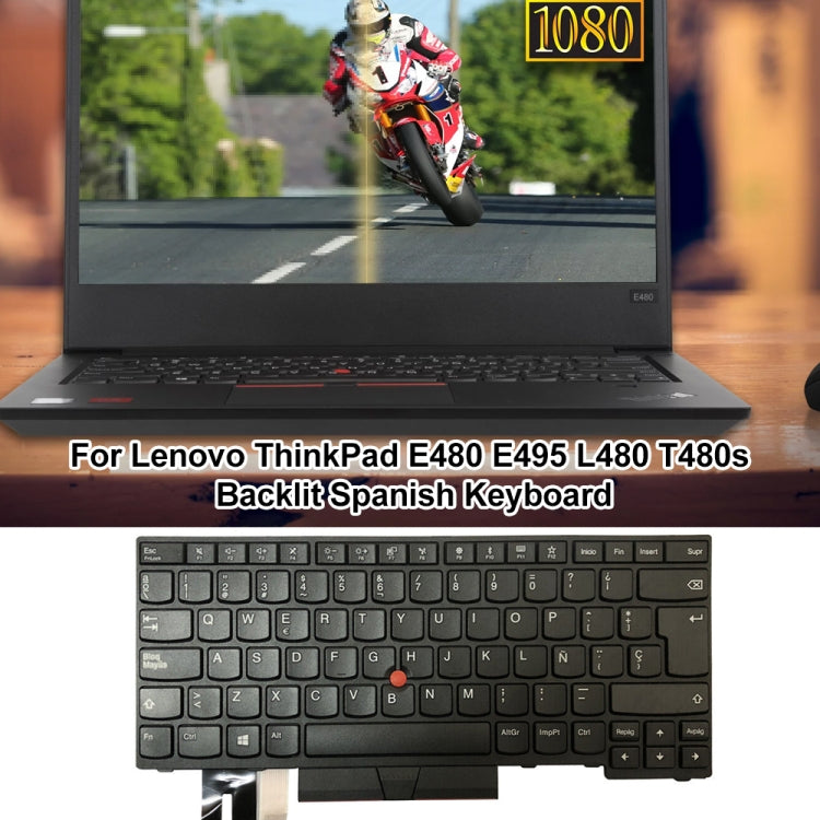 For Lenovo ThinkPad E480 / E495 / L480 Spanish Version Backlight Laptop Keyboard - Lenovo Spare Parts by PMC TechLife | Online Shopping South Africa | PMC TechLife