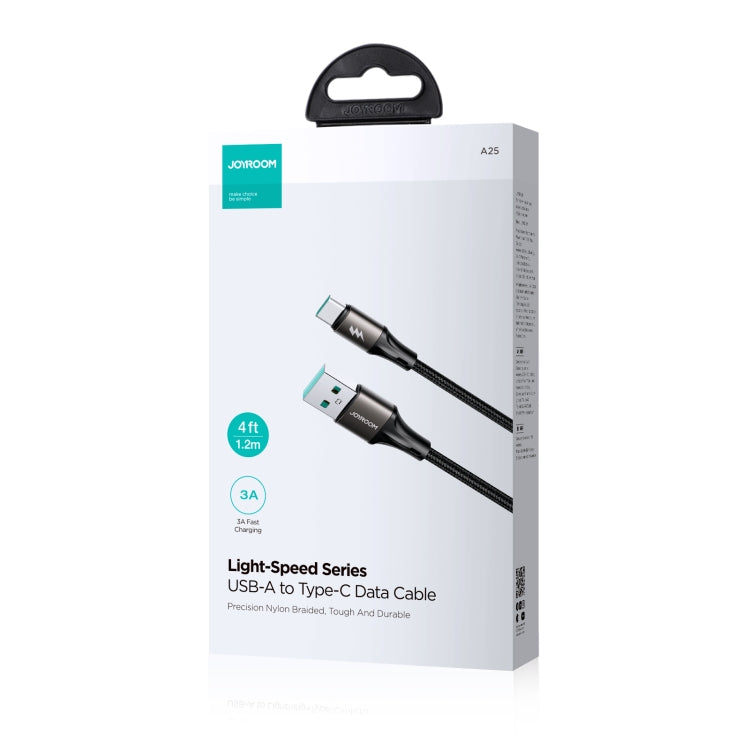 JOYROOM SA25-AC3 3A USB to USB-C/Type-C Fast Charge Data Cable, Length:1.2m(Black) - USB-C & Type-C Cable by JOYROOM | Online Shopping South Africa | PMC TechLife | Buy Now Pay Later Mobicred