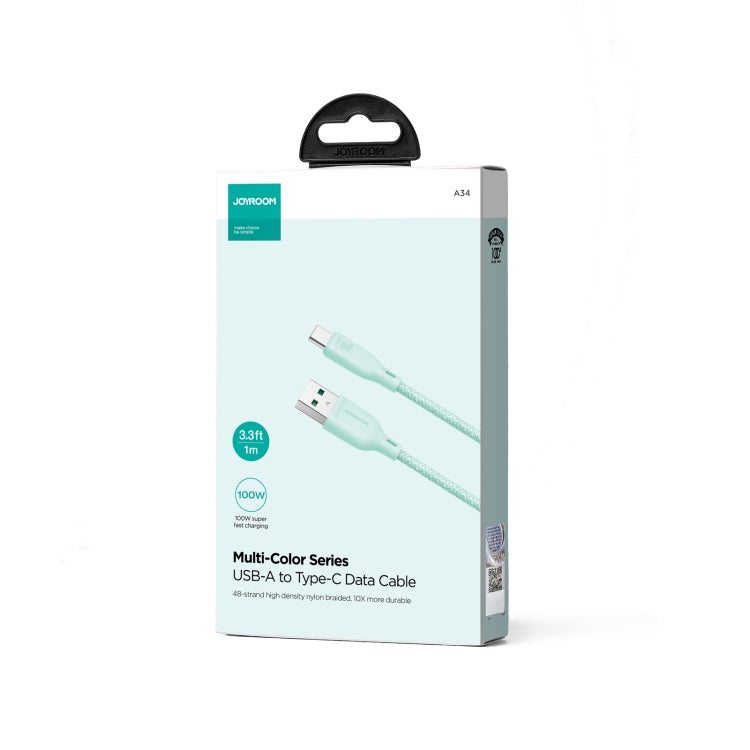 JOYROOM SA34-AC6 100W USB to USB-C/Type-C Fast Charge Data Cable, Length: 1m(Green) - USB-C & Type-C Cable by JOYROOM | Online Shopping South Africa | PMC Jewellery