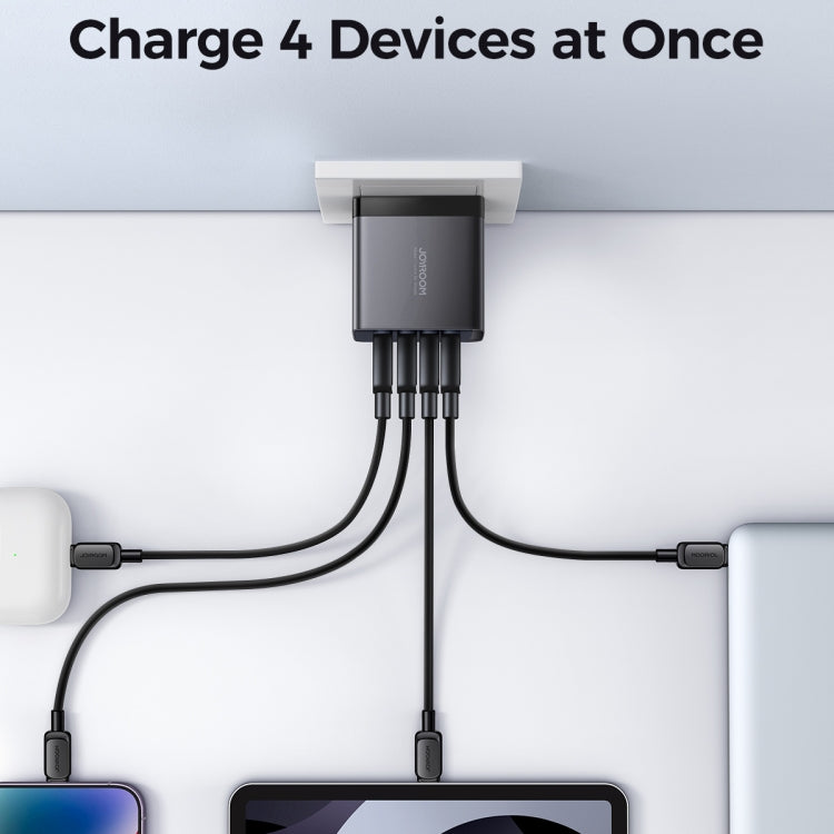 JOYROOM JR-TCG04 100W USB+3 x Type-C GaN Multi-port Charger Set, Specification:US Plug(Black) - free shipping - PMC TechLife - Order now!
